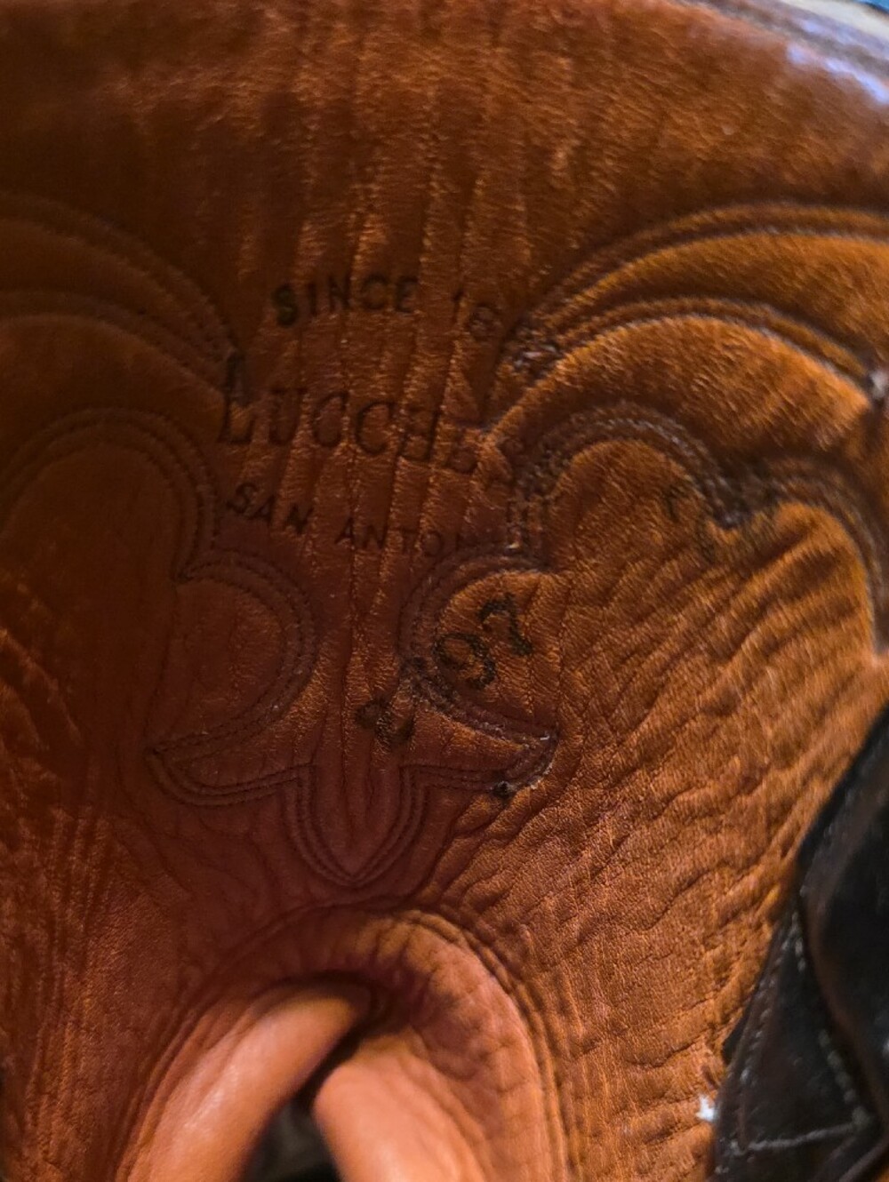 Vintage Mens Lucchese Black Leather Western Boots - Picture 3 of 9